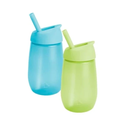 Image de Munchkin Tasse d’Apprentissage Simple Clean, avec Paille pour Bébé et Nourrisson, Antifuites sans BPA, Compatible Lave Vaisselle, Enfant Silicone 296 ml, Lot de 2, Vert/Bleu