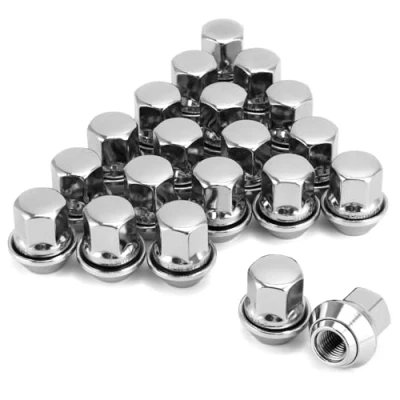 Image de QWORK® 20 Pièces Écrous de Roue, Roue Chromés M12 x 1.5 34, 28 mm, Compatible avec la Plupart des Modèles Ford &amp; Volvo