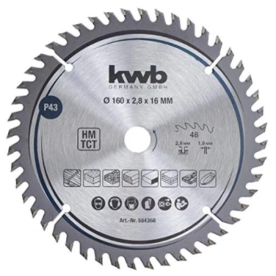 Image de kwb 584368 lame de scie circulaire menuisier bois dur 160 x 16 mm 48 dents Z précision fine