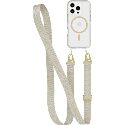 Image de tech21 EvoCrystal Avec bandoulière pour iPhone 16 Pro compatible MagSafe Coque de protection contre les chocs testée 15x selon la norme militaire cordon Doré