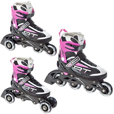 Image de RAVEN Profession Roller en Ligne Triskate Patin à Roulette 3 1 Noir/Rose Taille 31 35 (20,5 23 cm) Ajustable