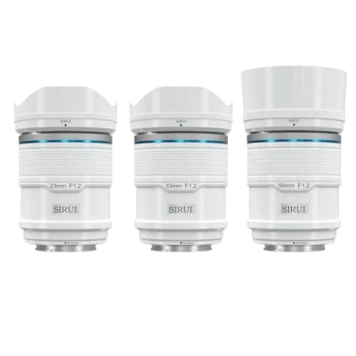 Image de SIRUI Sniper F1.2 Ensemble d&#039;objectifs autofocus 23 mm, 33 56 grand angle APS C (AS 3S EW, monture E, blanc)