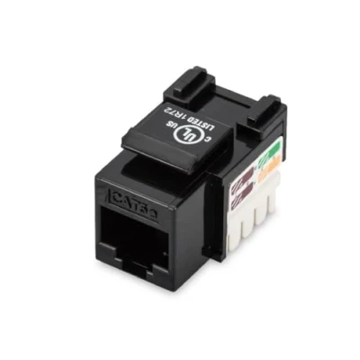 Image de DIGITUS Keystone Module Cat 5e Non blindé Connecteur femelle RJ45 100 MHz 1GBase T AWG 26 22 Montage sans outil Noir
