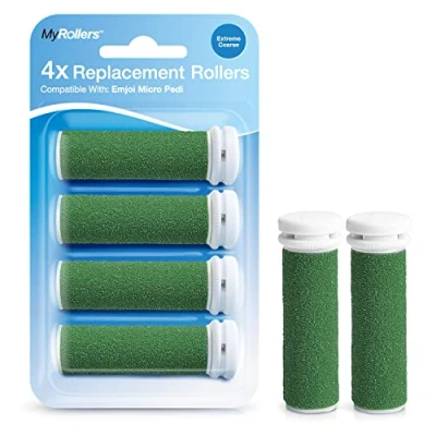 Image de My Rollers Lot de 4 Rouleaux Ponceurs Micro Minéraux Super Rugueux Remplacement pour Emjoi Pedi Pack Rechange Vert
