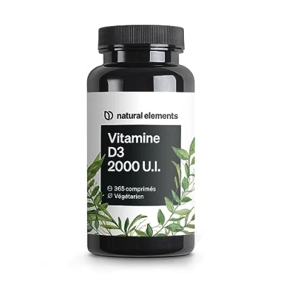 Image de Vitamine D3 2000 U.I. 365 comprimés pour les os et le système immunitaire D hautement dosé, sans additifs inutiles produit contrôlé en laboratoire Allemagne