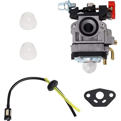 Image de Carburateur Compatible avec Walbro Type WYJ 26cc 33cc Débroussailleuses et Tondeuses à Gazon Entretoise de Pompe Primaire Ensemble Tuyaux Carburant Déplacement par Poweka