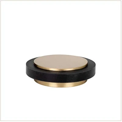 Image de EVI Herrajes Butée De Porte Adhésive 45 x 14 mm Caoutchouc Noir En Silicone Naturel Laiton Finition Mate Forte AdhéSion 100% fonctionnel Mod. I 203/35x12 LMT