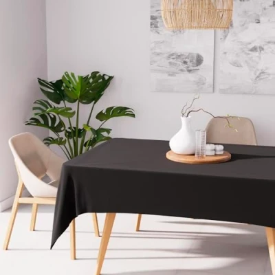 Image de Soleil d&#039;ocre, Alix Nappe rectangle anti tâches, Polyester, Noir, 160x270 cm