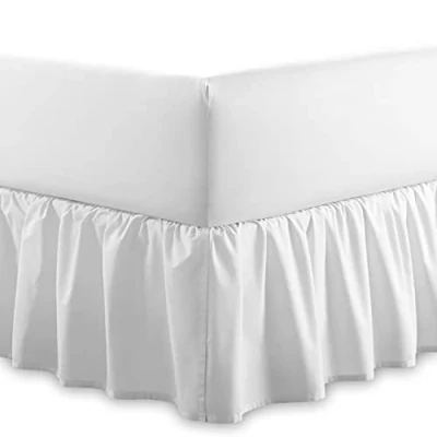 Image de Drap housse uni 100 % coton égyptien Entretien facile 40 cm Extra profond à volants Lavable en machine Simple, double, king size (blanc, double)