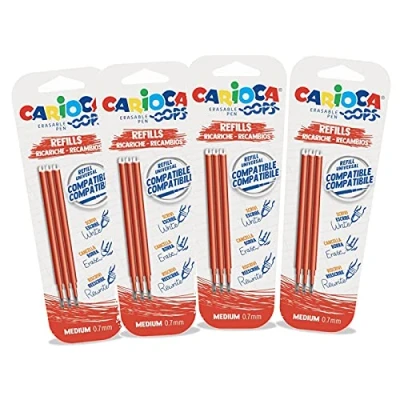 Image de CARIOCA Oops Lot de 12 recharges pour stylos effaçables rouges