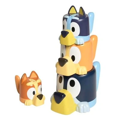 Image de Tomy Toomies Tasses gigognes Famille Bluey avec Chilli, Bandit, Bingo et empilables pour Le Bain sous Licence Officielle Jouets de bébé +18 Mois