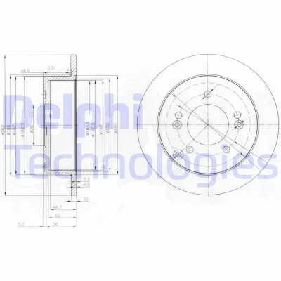 Image de DELPHI BG3799 Disque de frein 262 10 5 plein huilé non traité sans roulement roue, bague ABS HYUNDAI: Tucson, Sonata V, VII