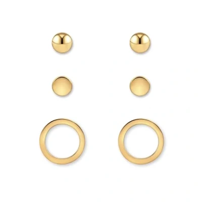 Image de Set de Boucles d&#039;oreilles pour femmes trois en argent, or ou rose I dorées à l&#039;or fin 18 carats (Or)
