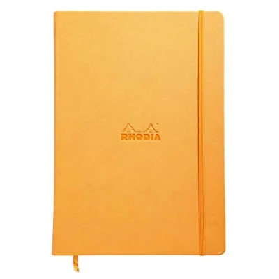 Image de RHODIA 118468C Cahier Rigide Webnotebook Orange A4 21 x 29,7 cm Uni 192 pages Papier Clairefontaine Ivoire 90 g/m² Marque Page, Fermeture Élastique Simili Cuir Collection Rhodiarama