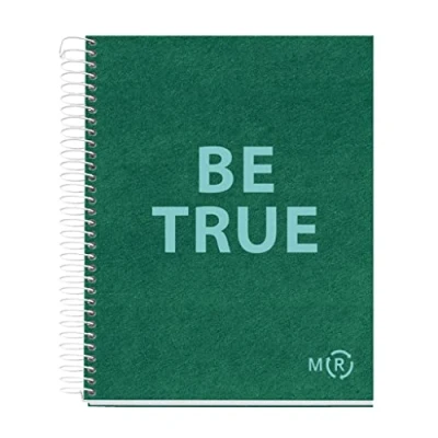 Image de Miquelrius Carnet A5 Be Eco, 80 Feuilles 90 g/m², Quadrillage 5 x mm, 1 Bande Couleur, 2 Trous, Couverture Recyclée, Vert Émeraude