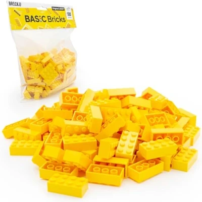 Image de Lot de 100 briques Lego classiques jaunes 2 x 4 blocs construction Kit démarrage ou extension pour boîte à et plaque Basic Bricks (3001)