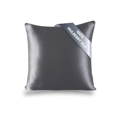 Image de TOWNSSILK Taie d&#039;oreiller 100% Soie Naturelle de mûrier pour Les Cheveux et la Peau 19 mm des Deux côtés 1 unité, Soie, Darkgrey, Standard 80x80cm