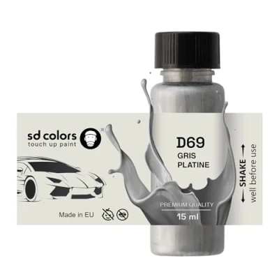 Image de SD COLORS GRIS PLATINE D69 Peinture de retouche 15 ML pour réparer les rayures et éclats, code couleur (juste la peinture)