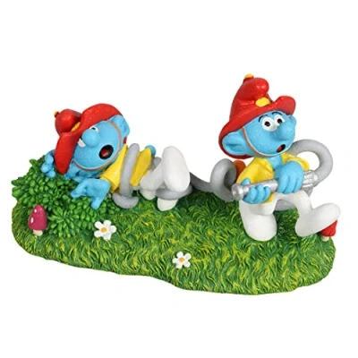 Image de Aqua Della, Figurine Les Schtroumpfs Forêt Pompiers 15,7x7,2x8,6cm, Hautement détaillée et fabriquée en résine de Polyester, Non Toxique pH Neutre, pour Aquariums d&#039;eau Douce mer