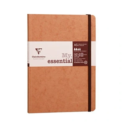 Image de Clairefontaine 79346C Collection Age Bag Un Carnet Élastiqué Cousu MyEssential Tabac A5 14,8x21 cm 192 Pages Numérotées Lignées Papier Ivoire 90 g Couverture Carte Lustrée Grain Cuir