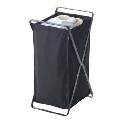 Image de Yamazaki 2485 TOWER Panier à linge, noir, Acier/Polyester/Polypropylène, minimaliste, 30 x 36 64 c m