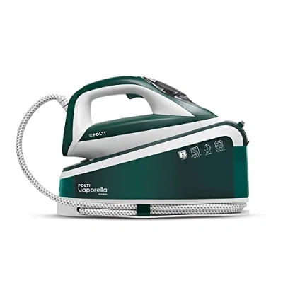 Image de Polti Vaporella Express VE30.20, Fer à Repasser Générateur de Vapeur avec Fonction Eco, Pression la Pompe 8 Bar Max, Réservoir XL 1.6 L, Réglage Numérique, Vert et Blanc