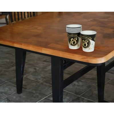 Image de FIESTAS GUIRCA 6 Gobelets Jetables Numéro 18 (240 ml) (9 cm) Décoration de Table pour Fêtes et Graduations Idéal Célébrations Noir, Or, Blanc