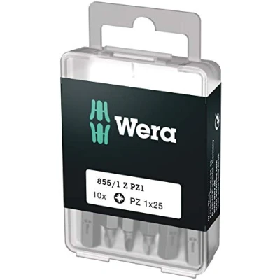Image de Wera 05072403001 855/1 Embouts Z DIY, Pozidriv, PZ 1 x 25 mm, 10 pièces Argent