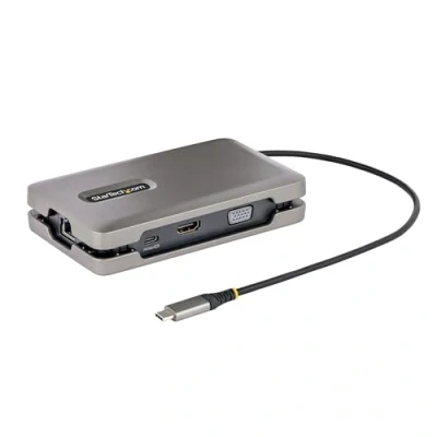 Image de StarTech.com Adaptateur Multiport USB C Station d&#039;Accueil avec Sortie Vidéo DP Alt Mode/4K HDMI 2.0/VGA Hub/Dock Double Écran, 100W PD Pass Through (DKM31C3HVCPD)