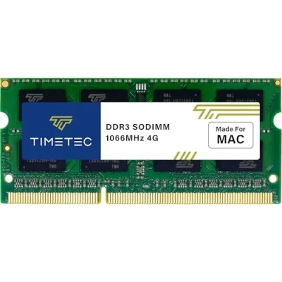 Image de Timetec 4 Go Compatible pour Apple DDR3 1067 MHz/1066 MHz PC3 8500 CL7 Dual Rank Mac Book, Book Pro, iMac, Mini (Fin 2008, Début/Mid/Late 2009, Mi 2010) Mémoire SODIMM RAM Upgrade