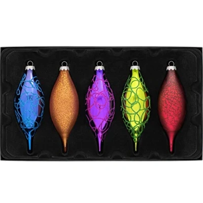 Image de WeRChristmas Boules de Noël en Verre Forme Larme, Multicolore, 15 cm