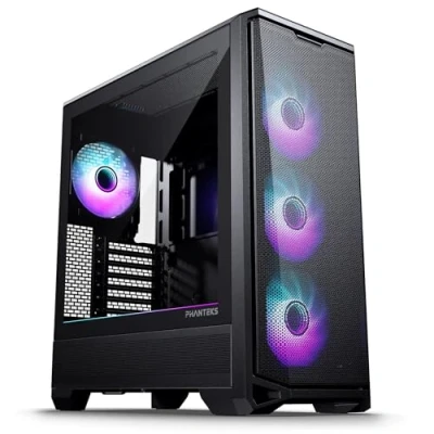 Image de Phanteks Eclipse G400A Boîtier PC Tour Moyenne DRGB, Panneau en Verre Trempé, Conception Haute Circulation d&#039;Airflow, Installation sans Outils, Noir Satiné