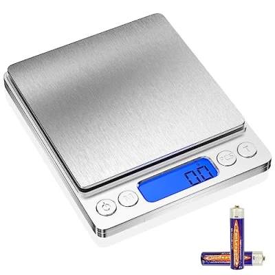 Image de Gvolatee 3kg/0.1g Balance de cuisine precision Électronique, inoxydable pese aliment avec affichage LCD et fonction tare, 6 unités, pesée des aliments pour la cuisson, pâtisserie mélange