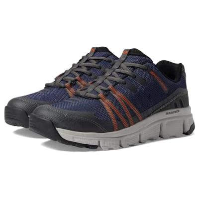Image de Skechers Homme Summits at Baskets, Textile synthétique Bleu Marine avec Bordure Orange, 43 EU