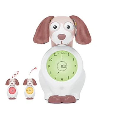 Image de ZAZU Davy The Dog Clock Horloge d&#039;entraînement au Sommeil et veilleuse pour Enfants réveil Lumineux Aidez Votre Enfant à Apprendre Quand se réveiller Luminosité réglable Arrêt Automatique