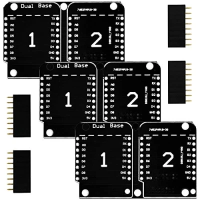 Image de AZDelivery 3 x Dual Base Shield PCB Board pour D1 Mini NodeMCU ESP8266 incluant Un Ebook!