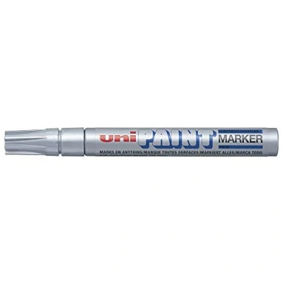 Image de Uniball Uni Paint PX20/AR Marqueur peinture à huile Pointe moyenne ogive Encre pigmentation Argent Lot de 12