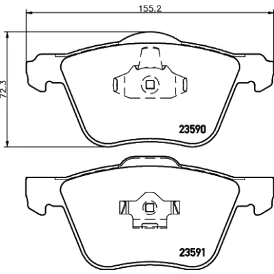 Image de HELLA 8DB 355 011 571 Jeu de plaquettes frein non préparé pour indicateur d&#039;usure VOLVO: XC90 I, V70 2