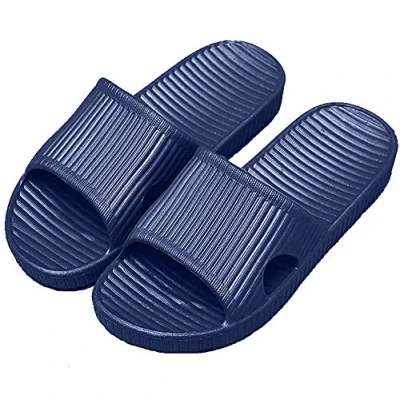 Image de APIKA Pantoufles Antidérapantes pour Femmes Et Hommes Usage Intérieur Extérieur Bain Sandal Soft Foam Sole Chaussures De Piscine Maison Accueil Slide(Bleu Marine,44/45 EU)