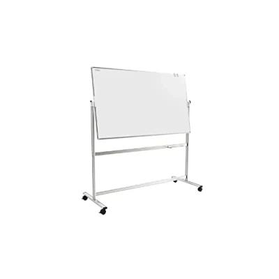 Image de ALLboards Tableau Blanc Mobile Double Face Magnétique Effaçable à Sec avec Cadre en Aluminium 120x90cm, Rotatif Whiteboard