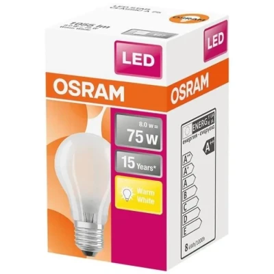 Image de OSRAM Ampoule LED standard verre dépoli 8W75 E27 blanc chaud boite de 1