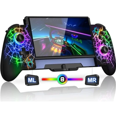 Image de ALEEMTRY Manette Switch, Switch sans Fil pour Mode Portable avec Turbo/1000mAh/Programable/6 Axsen Gyro, Grande Poignée Switch/OLED