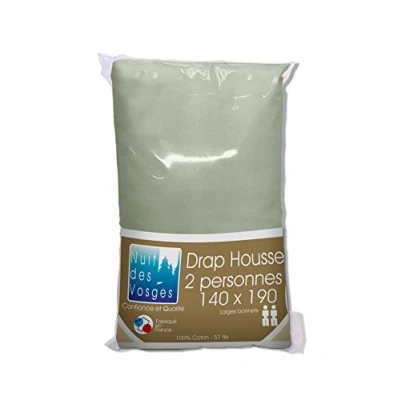 Image de Nuit des Vosges 2185263 Cotoval Drap Housse Uni Coton Gris Souris 140 x 190 cm