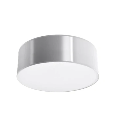 Image de SOLLUX lighting Arena Plafonnier Rond, Design Minimaliste et Moderne, Ampoule E27 (LED) Remplaçable, 1 x 60 W, Nettoyage Facile, Fabriqué en PVC, 25 11 cm, Gris