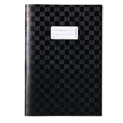 Image de HERMA 7449 Pochette A4 en polypropylène imitation lin noir, protège cahier scolaire avec étiquette, résistante et facile à nettoyer