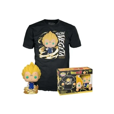 Image de Funko Pop! &amp; Tee: DBZ Majin Vegeta Brille dans Le Noir Small (S) T Shirt Vêtements avec Une Figurine en Vinyle à Collectionner Idée de Cadeau Jouets et Top Manches Courtes