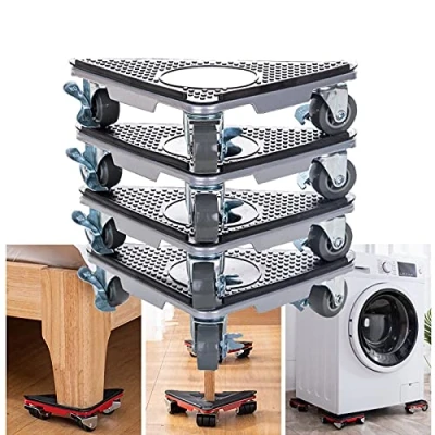 Image de Aocet Kit de Deplace Meuble Lourd sans Effort avec 4 roulettes Déplacement Frein, Leve Lourd, Patins Rotatifs à 360, Protégez Vos Meubles, Charge Max: 1300kg