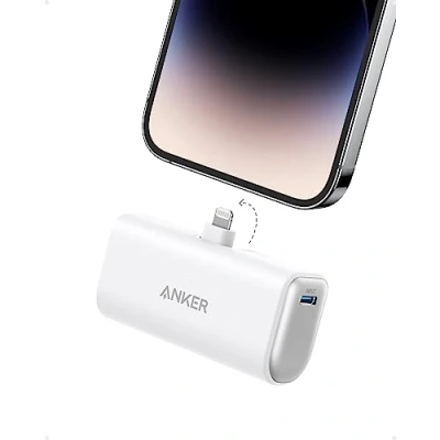 Image de Anker 621 Batterie Externe Recharge Rapide avec connecteur Lightning intégré, Chargeur Portable sans Fil 12 W certifié MFi 5 000 mAh, Compatible iPhone 14/13/12/Pro/Pro Max (Blanc)