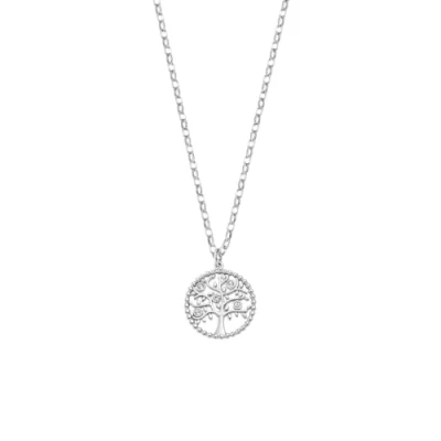 Image de Collier femme Lotus Collection Rainbow Arbre de Vie Acier Blanc