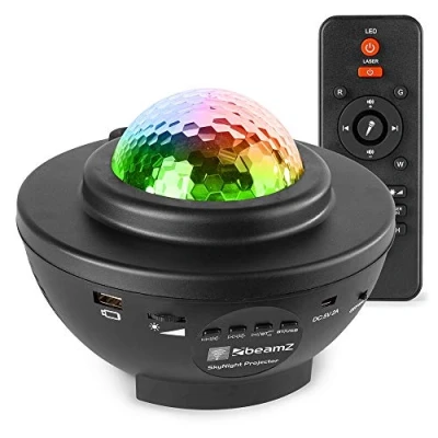 Image de BeamZ SkyNight Projecteur LED Bluetooth et Haut Parleur Intégré, Effets Synchronisés, Lecteur MP3, Fonction de Minuterie d&#039;Arrêt, Idéal pour vos Soirées